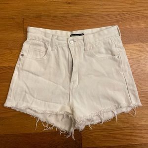 White High Rise Shorts